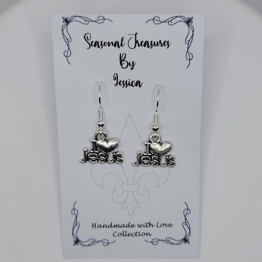 Handmade I Love Jesus Earrings in Sterling Silver